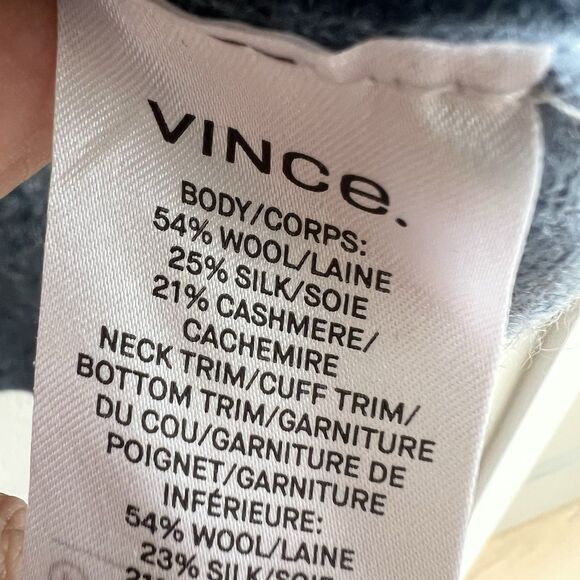 Vince Wool Silk Cashmere Polo Sweater Sz XL Collared Pullover Blue Quiet Luxury - Picture 5 of 8